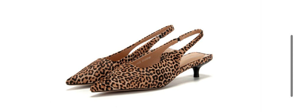 Escarpins Slingback "Kitten Leopard" - Imprimé Léopard Petit Talon