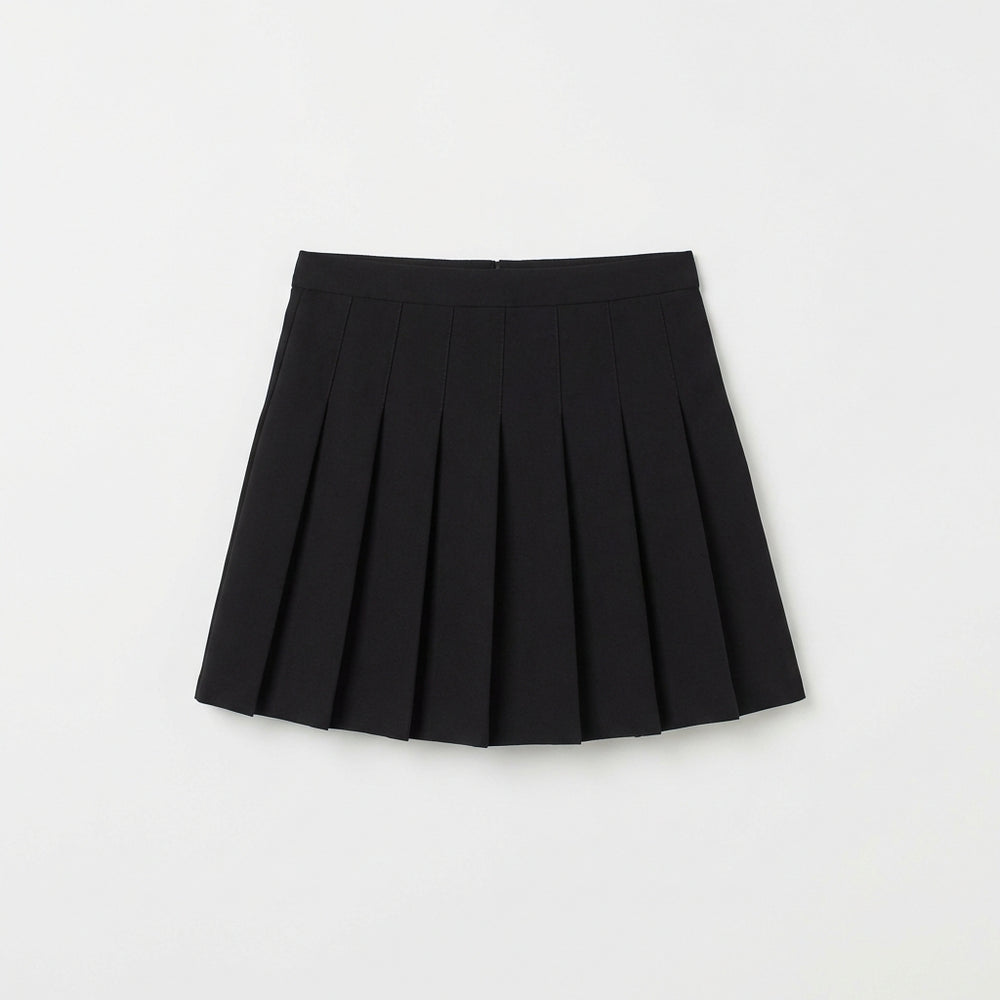 Black High-Waisted Pleated Skater Skirt 