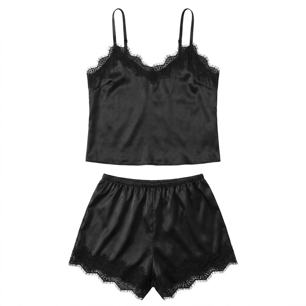 Pyjama 2 Pièces Satin — Top Fines Bretelles & Short
