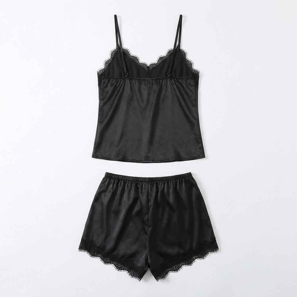 Pyjama 2 Pièces Satin — Top Fines Bretelles & Short