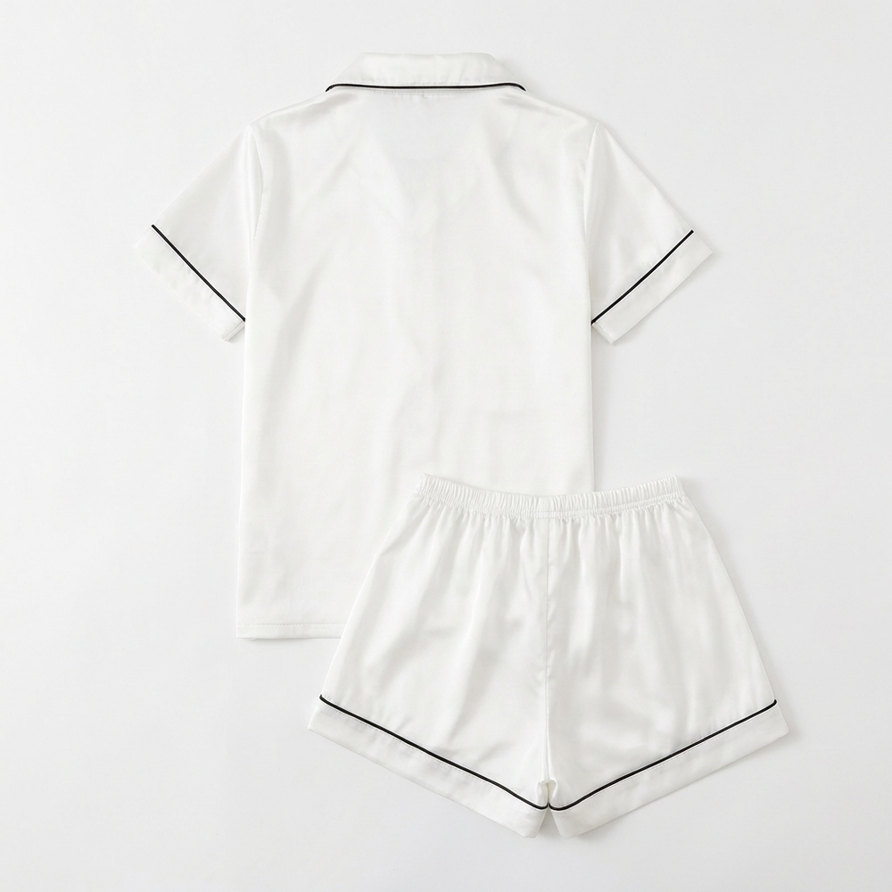 Pyjama 2 Pièces Satin — Chemise Manches Courtes & Short