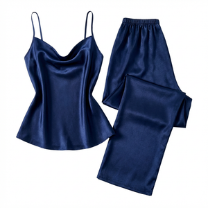 Pyjama 2 Pièces Satin — Pantalon & T-Shirt Fines Bretelles