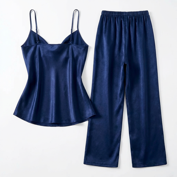 Pyjama 2 Pièces Satin — Pantalon & T-Shirt Fines Bretelles