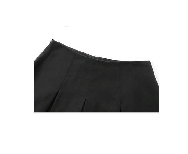 Jupe Plissée Noire Taille Haute - Coupe Patineuse