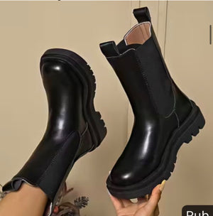 Bottines Chelsea Noires Plateforme - Semelle Crantée Chunky