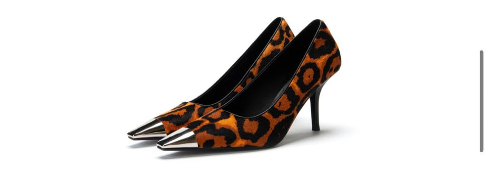 Escarpins "Wild Luxe" - Léopard Camel & Bout Métallisé
