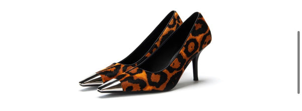 Escarpins "Wild Luxe" - Léopard Camel & Bout Métallisé